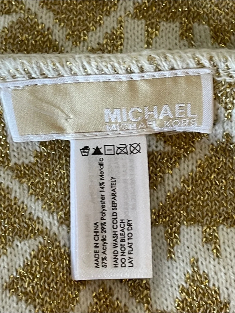 MICHAEL Michael Kors Cream and Gold Logo Infinity Loop Scarf